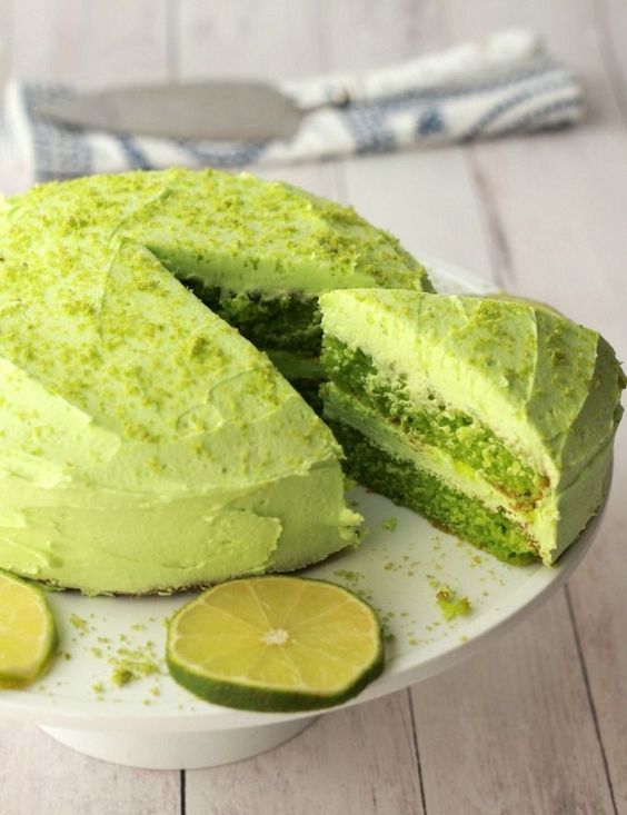 vegan key lime cake with greenery lime frosting