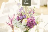 29 wildflower centerpiece with a chalkboard table number