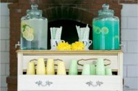 30 mint and yellow wedding drink station ideas for a backyard wedding reception