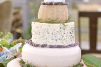 31 a cheese tower with rosemary and lavender instead of a traditional cake