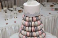 33 grey, pink and ivory macarons