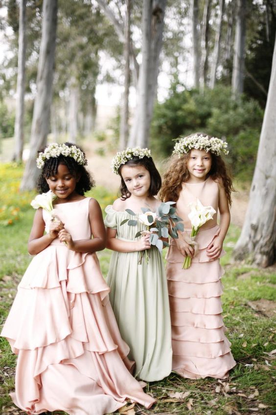 pastel-colored ruffle and pleated dresses