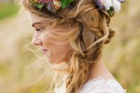 33 twisted braid with a floral crown