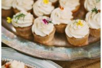 35 cupcakes topped with wildflowers is a great idea