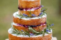 35 naked wedding cake with rosemary and lavender