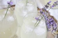 39 lavender lemonade presentation on silver trays with strong color lavender in drinks