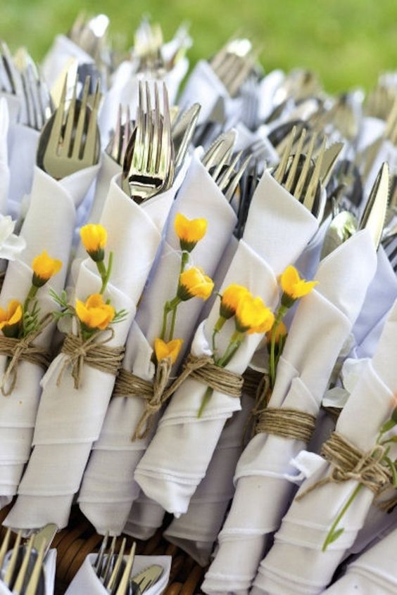 top cutlery wraps with wildflowers