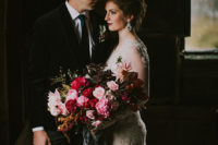 01 This moody and dark wedding shoot inspired by fall romance strikes with its decadent feeling and rich shades