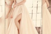 02 blush organza wedding dress with a high side slit