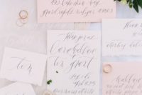 02 tender blush wedding stationary with calligraphy