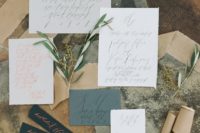 03 The stationery is simple and textural with calligraphy