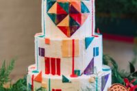 geometric wedding cake decor