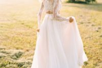 03 bridal separate with a long sleeve lace bodice and a flowy tulle skirt