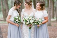 04 blue maxi skirts and short lace sleeve tops for the bridesmaids
