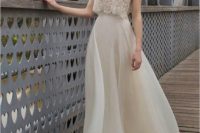 04 bridal separate with illusion off the shoulder lace top and a flowy skirt