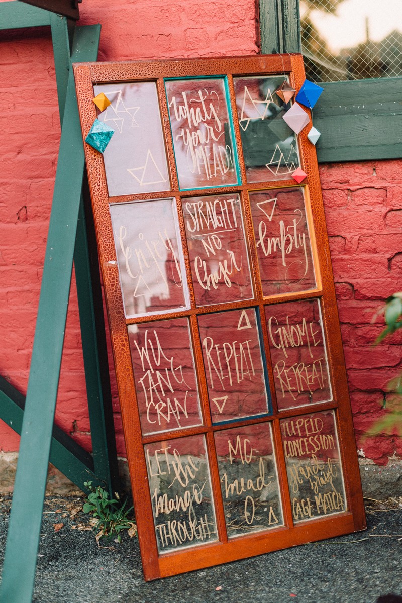 An old French door can easily become a sign, a seating chart or else, just decorate it a little