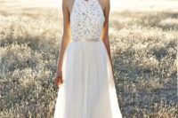 05 halter neckline  lace bodice wedding separate with a flowy skirt