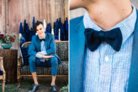 06 The groom style was sharp, with a bold blue suit, cropped pants, a bow tie and dark blue shoes
