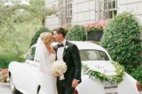 06 a black tuxedo and a strapless ivory gown is a timeless idea for a couple