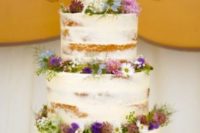 06 large semi naked cake topped with bold summer wildflowers