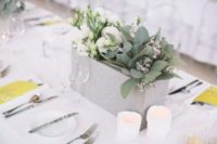 08 concrete and greenery wedding centerpiece for a clean modern feel