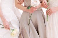 08 mismatched neutral bridesmaids’ dresses