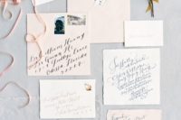 08 pastel wedding stationery with dark calligraphy