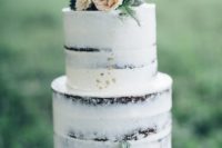 10 beautiful semi naked cake with succulents and peach-colored flowers