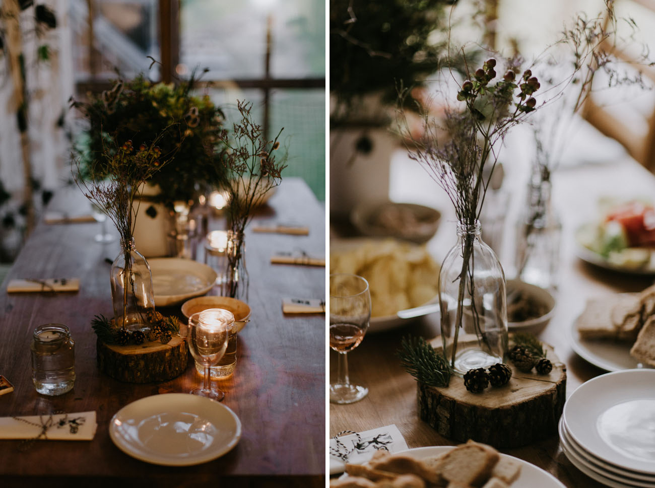 The table decor was also forest-inspired and mountain-inspired