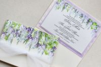 14 wisteria wedding stationary with tulle ribbon