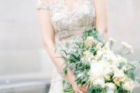 15 intricate lace wedding dress with cap sleeves