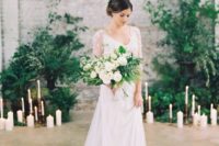17 ethereal ivory wedding dress with a small train is a less formal option