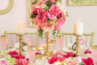 19 blush and fuchsia decor with a lot of gold for a glam look