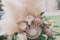 19 lush pampas and floral decor for the wedding aisle