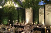 21 black tie garden wedding reception with living walls and a lot of greenery