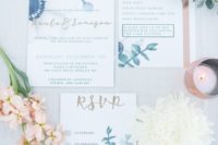 22 dusty blue and grey eucalyptus stationary with copper touches