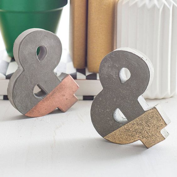 color block concrete ampersands for decorating your wedding