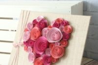 24 quilling pink and fuchsia heart art