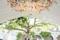 27 lush floral chandelier of soft pastel shades and some crystals for accents
