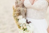 27 pampas glass and neutral flowers for a bridal bouquet