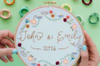 28 embroidery in a hoop as a wedding gift