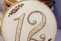 31 hand embroidered floral table numbers