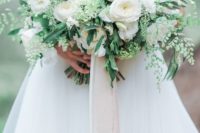 32 lush bridal bouquet in white and green is a perfect choice for a spring bride
