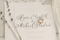 32 neutrals are always great, here neutral invites with calligraphy