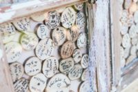 33 wood slices guest book is a super creative idea