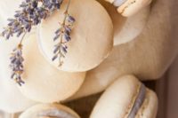 35 honey lavender macarons are a nice choice for a dessert table