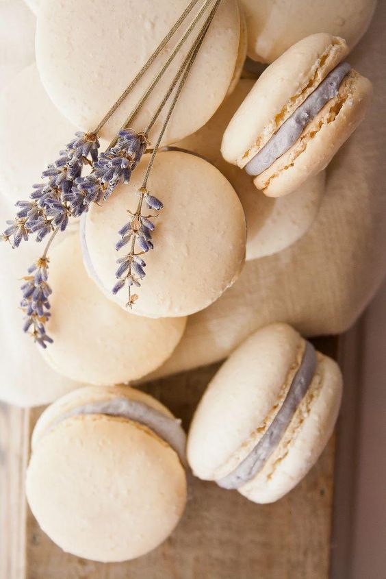 honey lavender macarons are a nice choice for a dessert table