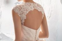 36 lace cutout back with a row of buttons