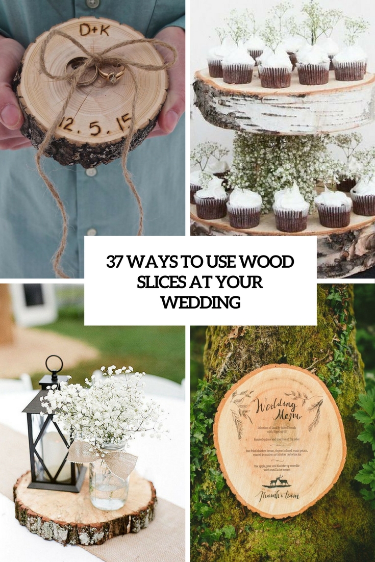 ways to use wwood slices at your wedding cover