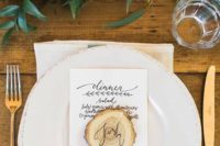 37 wood slice place card